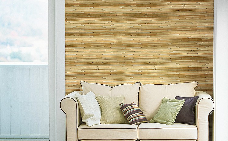 泰祺鸿特殊材质背景墙纸 天然草编芦苇演绎客厅艺术新风尚